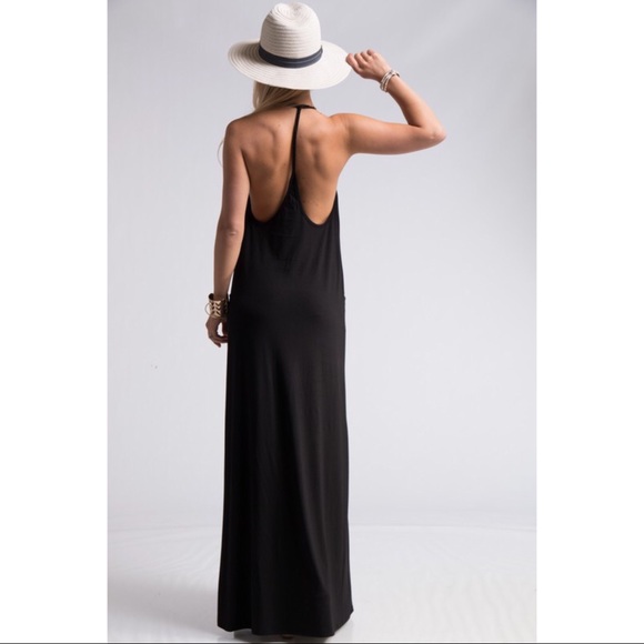 🌺🆕5⭐️MUST HAVE Jersey TStrap Black Maxi Dress - Picture 4 of 5